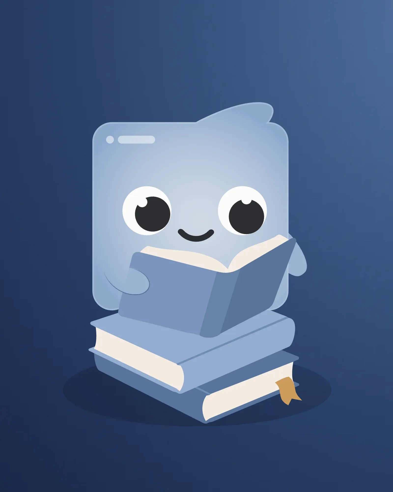 Etymo reading on a stack of books