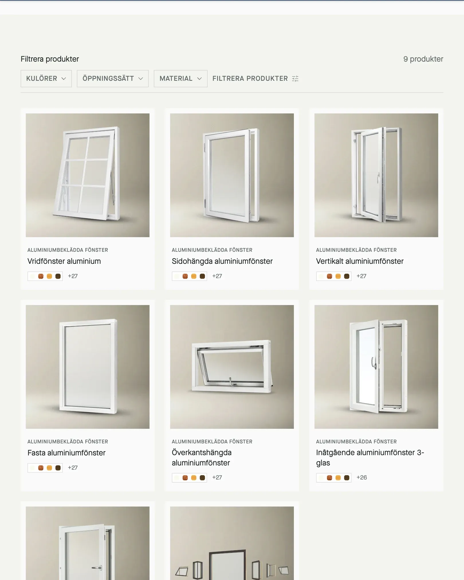 Produktlistan hos Mockfjärds