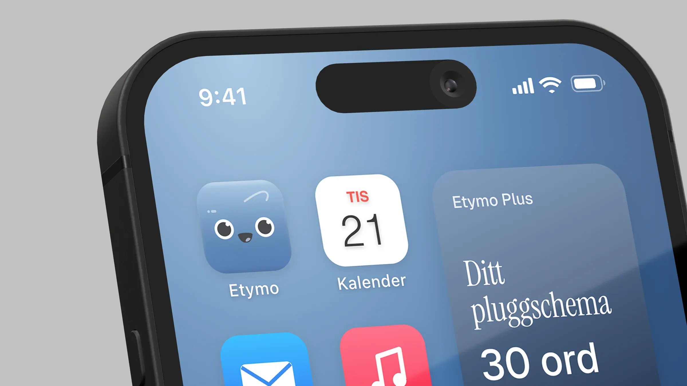 Etymo on the home screen: the icon and the study widget