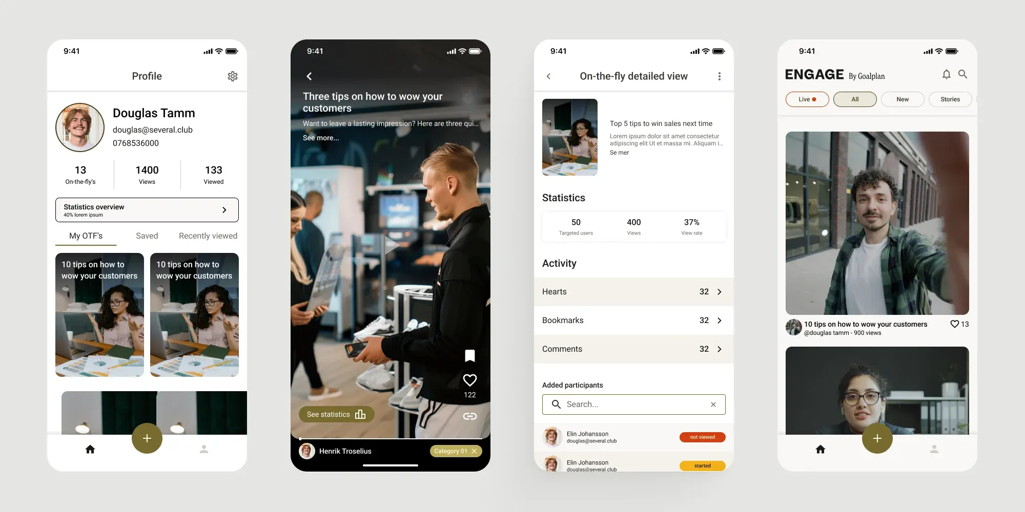 ENGAGE app screens